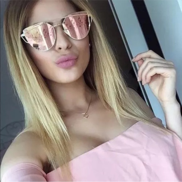 ✨ROSE GOLD✨BRIGHT PINK MIRRORED SUNGLASSES-NEW - Picture 5 of 10
